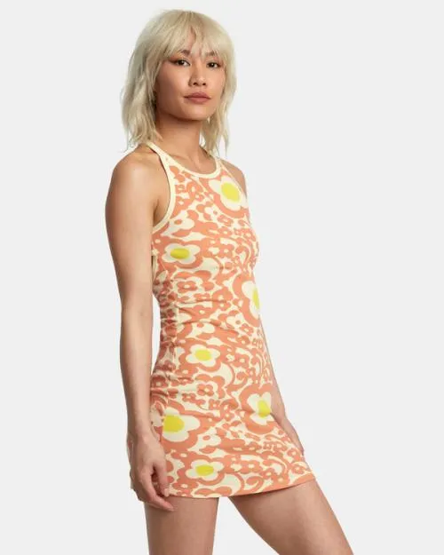 Rvca Stunner Rib Knit Dress Lemon Women Dresses and Rompers