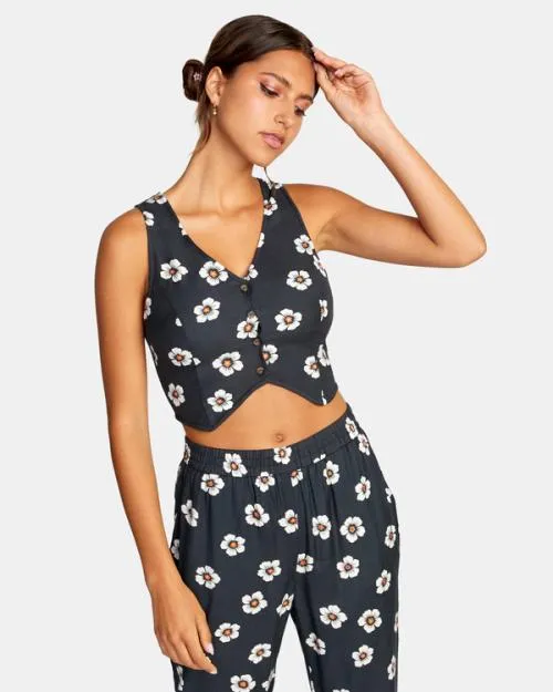 Rvca Summer Love Vest Pirate Black Women Tops