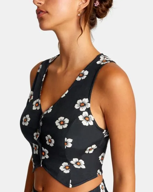 Rvca Summer Love Vest Pirate Black Women Tops