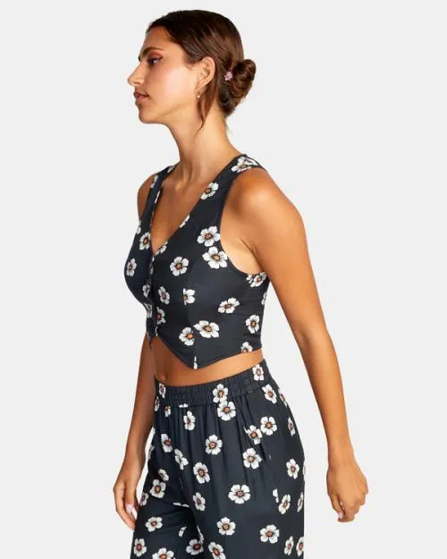 Rvca Summer Love Vest Pirate Black Women Tops