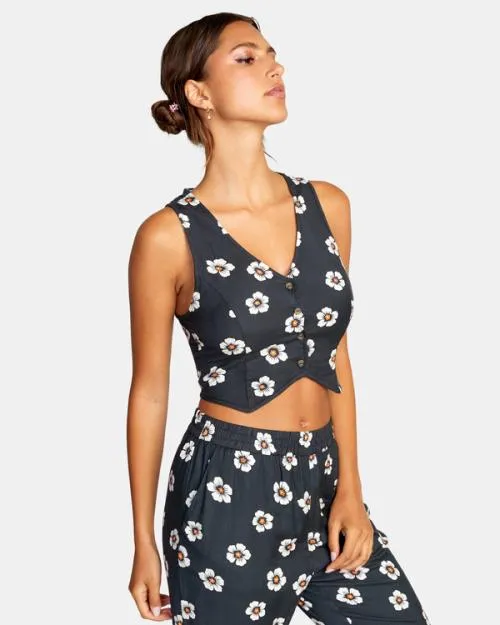 Rvca Summer Love Vest Pirate Black Women Tops
