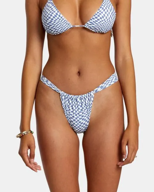 Rvca Swerve Check Medium Bikini Bottoms Coast Women Bikini Bottoms