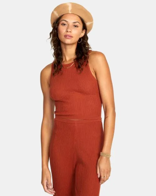 Rvca Swerve Cropped Tank Top Arabian Spice Women Tops