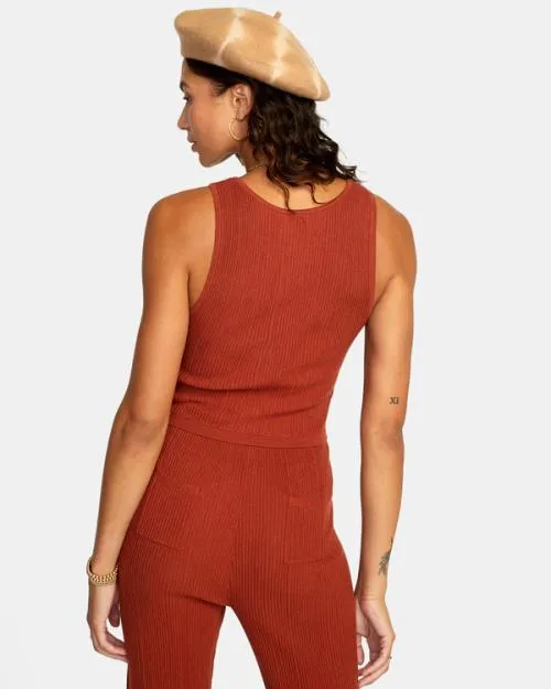 Rvca Swerve Cropped Tank Top Arabian Spice Women Tops