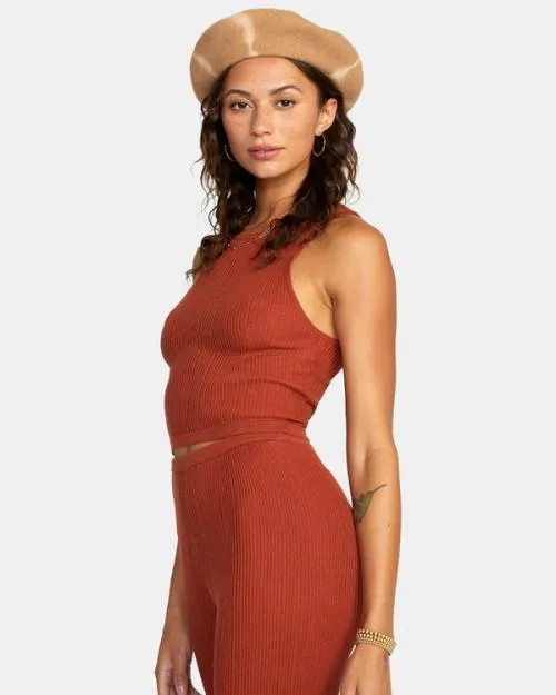 Rvca Swerve Cropped Tank Top Arabian Spice Women Tops