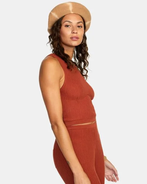 Rvca Swerve Cropped Tank Top Arabian Spice Women Tops