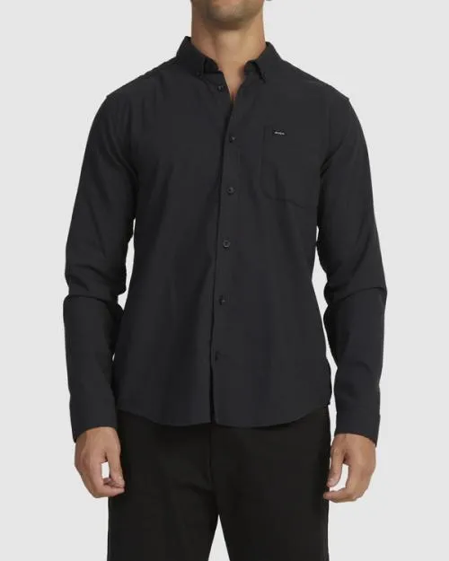 Rvca That039ll Do Stretch Long Sleeve Shirt Black Men Shirts and Flannels