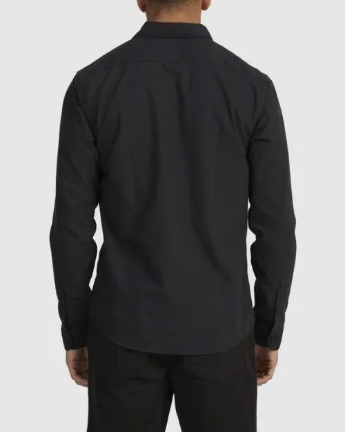 Rvca That039ll Do Stretch Long Sleeve Shirt Black Men Shirts and Flannels