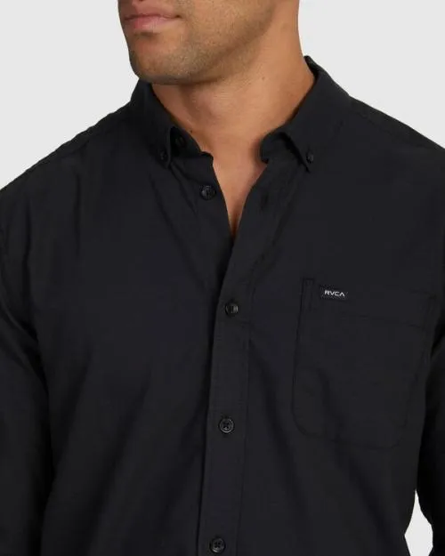 Rvca That039ll Do Stretch Long Sleeve Shirt Black Men Shirts and Flannels