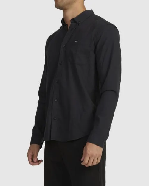 Rvca That039ll Do Stretch Long Sleeve Shirt Black Men Shirts and Flannels