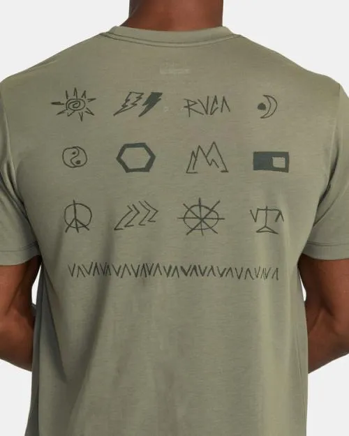 Rvca VA Scrap Elements TShirt Army SportMen Short Sleeves