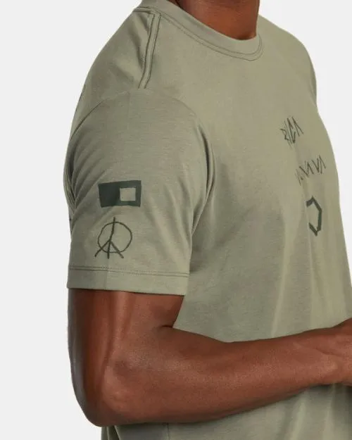 Rvca VA Scrap Elements TShirt Army SportMen Short Sleeves