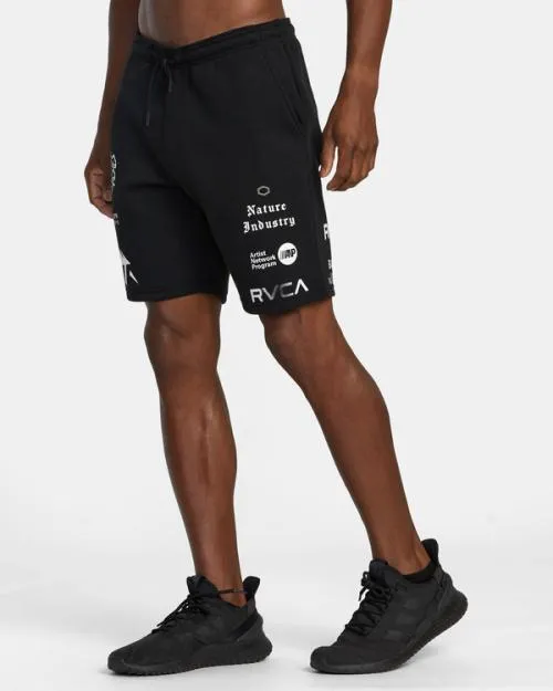 Rvca VA Sport 19034 Sports Sweat Shorts Blackwhite Men Athletic Shorts