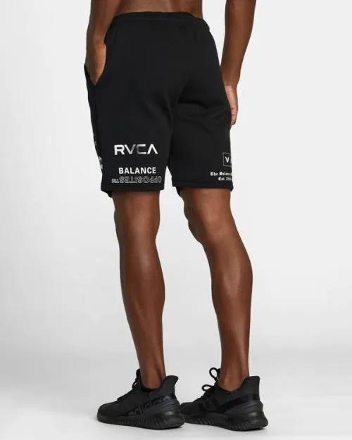 Rvca VA Sport 19034 Sports Sweat Shorts Blackwhite Men Athletic Shorts