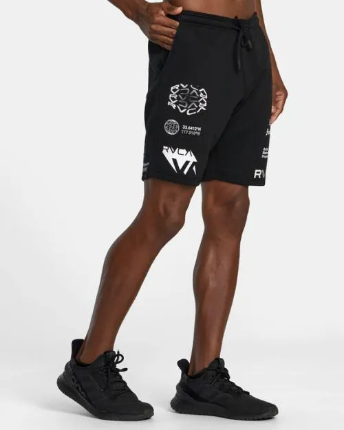 Rvca VA Sport 19034 Sports Sweat Shorts Blackwhite Men Athletic Shorts