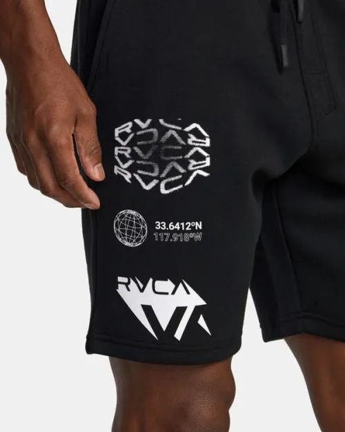 Rvca VA Sport 19034 Sports Sweat Shorts Blackwhite Men Athletic Shorts