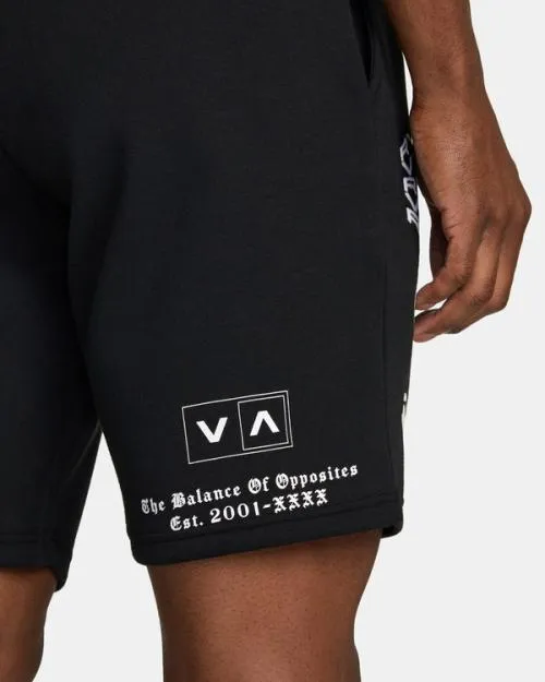 Rvca VA Sport 19034 Sports Sweat Shorts Blackwhite Men Athletic Shorts