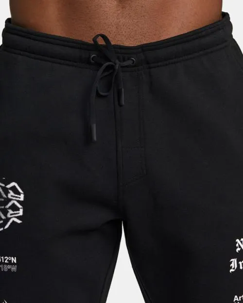 Rvca VA Sport 19034 Sports Sweat Shorts Blackwhite Men Athletic Shorts