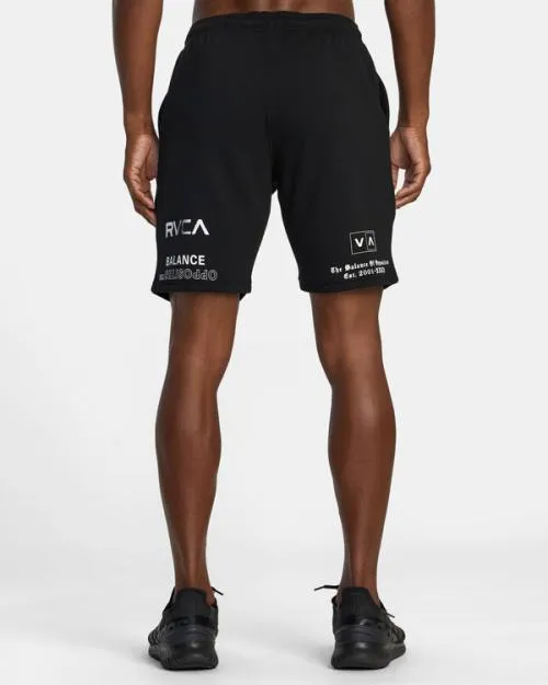 Rvca VA Sport 19034 Sports Sweat Shorts Blackwhite Men Athletic Shorts