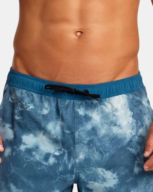 Rvca Yogger Hybrid Elastic Waist Athletic Shorts 17034 Teal Tie Dye Men Athletic Shorts