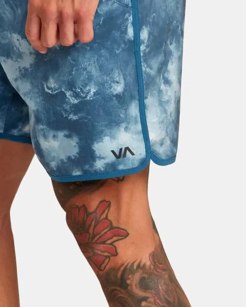 Rvca Yogger Hybrid Elastic Waist Athletic Shorts 17034 Teal Tie Dye Men Athletic Shorts