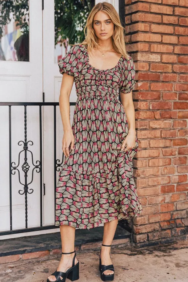 Salem Printed Dress 8211 FINAL SALE Black Women Bohme Dresses
