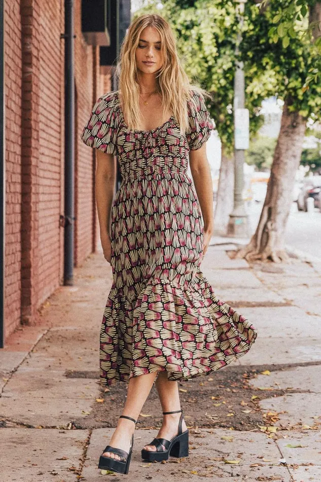 Salem Printed Dress 8211 FINAL SALE Black Women Bohme Dresses