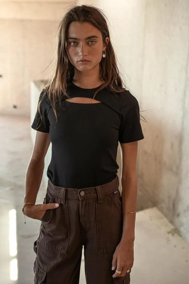 Samara Cut Out Top In Black Black Women Bohme Tops