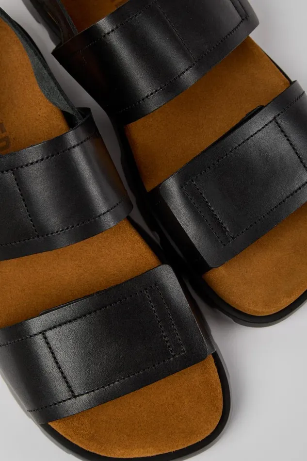 Sandals Men Camper Brutus Sandal Black Leather Sandals
