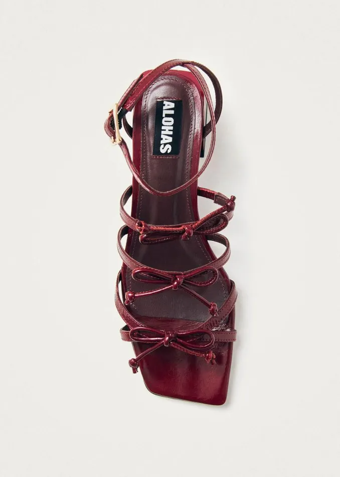 Sandals Women ALOHAS Luzelle Onix Burgundy Leather Sandals