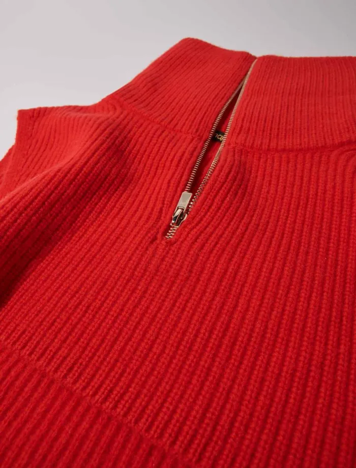 Scarves and Ponchos Women Maje CashmereWool ZipUp Neck Warmer Red