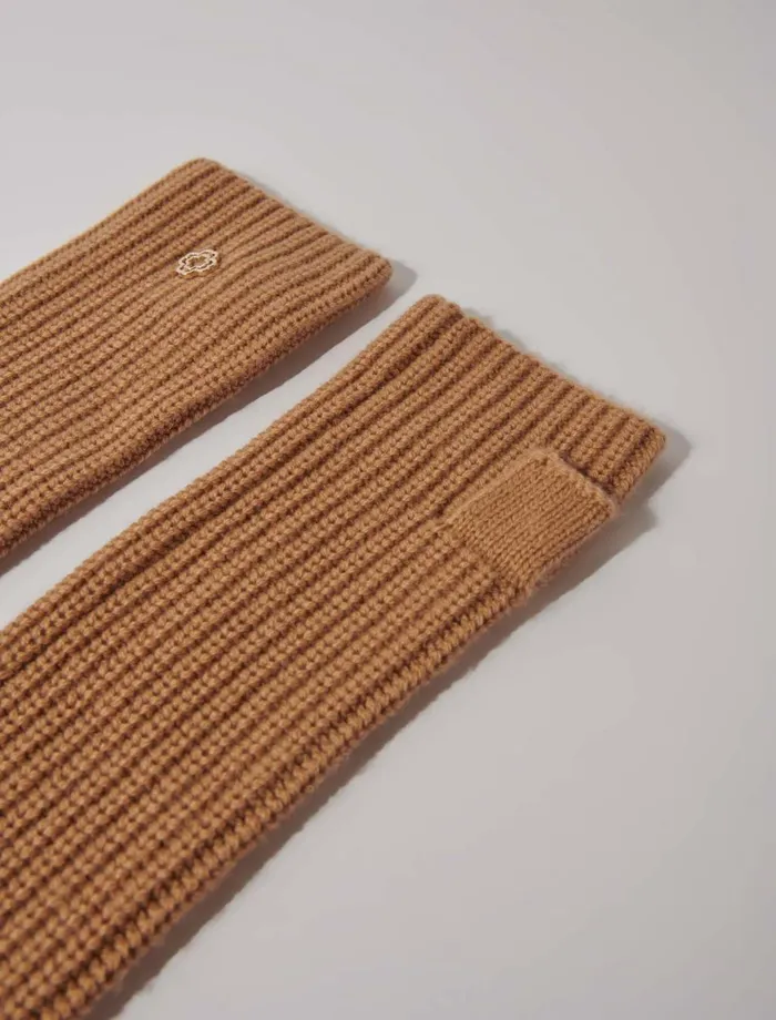 Scarves and Ponchos Women Maje Wool And Cashmere Mittens Camel