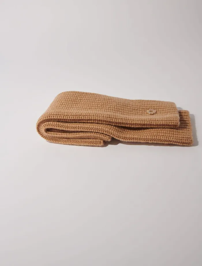 Scarves and Ponchos Women Maje Wool And Cashmere Mittens Camel