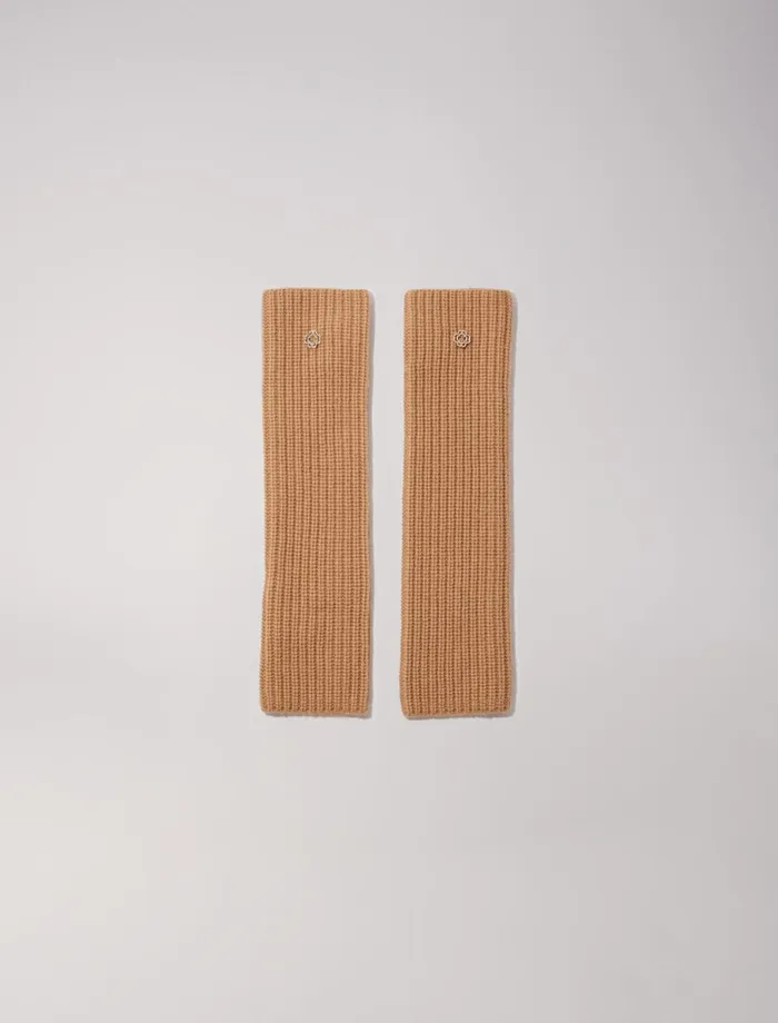 Scarves and Ponchos Women Maje Wool And Cashmere Mittens Camel