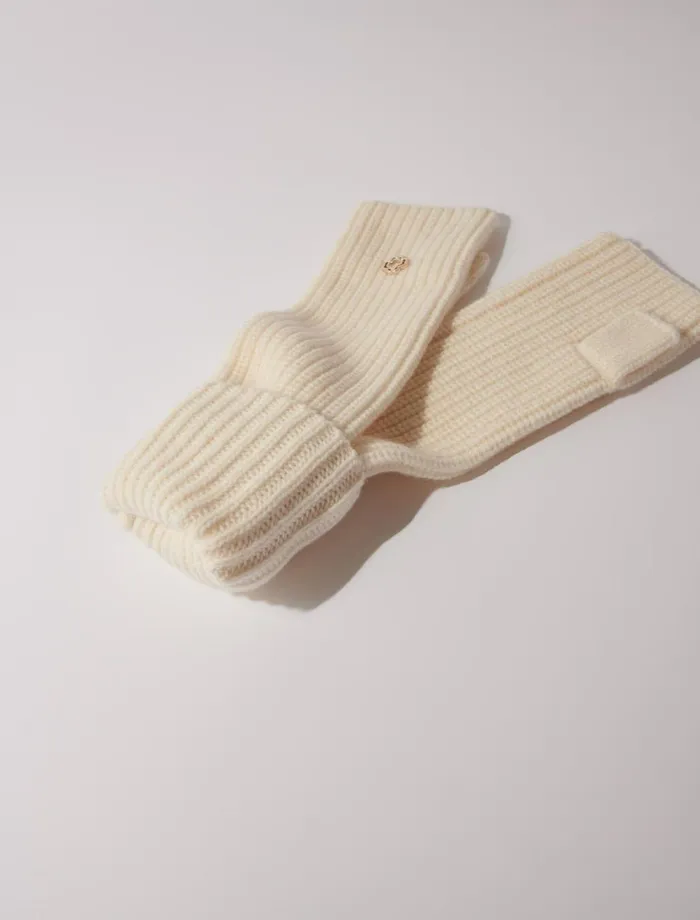 Scarves and Ponchos Women Maje Wool And Cashmere Mittens Ecru