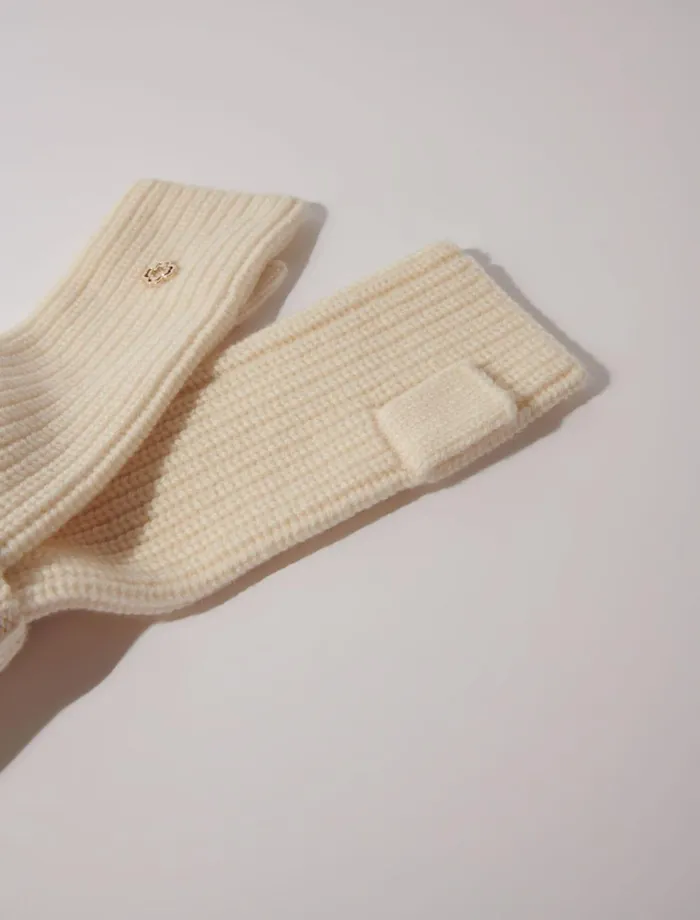 Scarves and Ponchos Women Maje Wool And Cashmere Mittens Ecru
