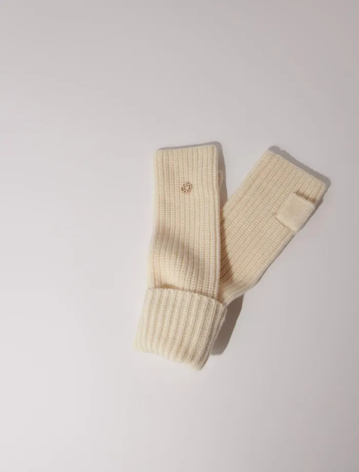 Scarves and Ponchos Women Maje Wool And Cashmere Mittens Ecru