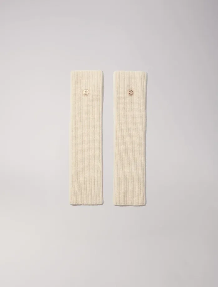 Scarves and Ponchos Women Maje Wool And Cashmere Mittens Ecru