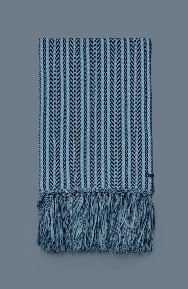 Scarves Women Mackage MONACK Rectangular Jacquard Wool Scarf With Fringed Ends Carbon