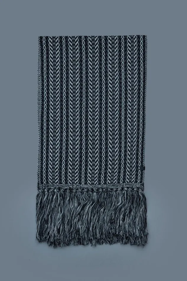 Scarves Women Mackage MONACK Rectangular Jacquard Wool Scarf With Fringed Ends Carbon