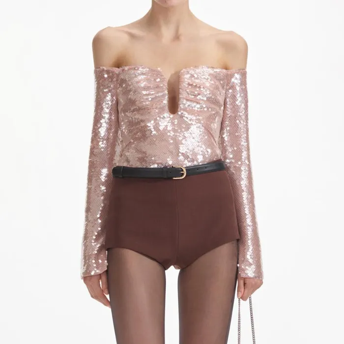 Sequin Off Shoulder Top Women Self Portrait Tops Sequin Off Shoulder Top Women Self Portrait Tops
