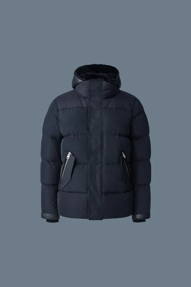 Shearling Jackets Men Mackage RILEY Classic Down Jacket With Removable Shearling Bib Black