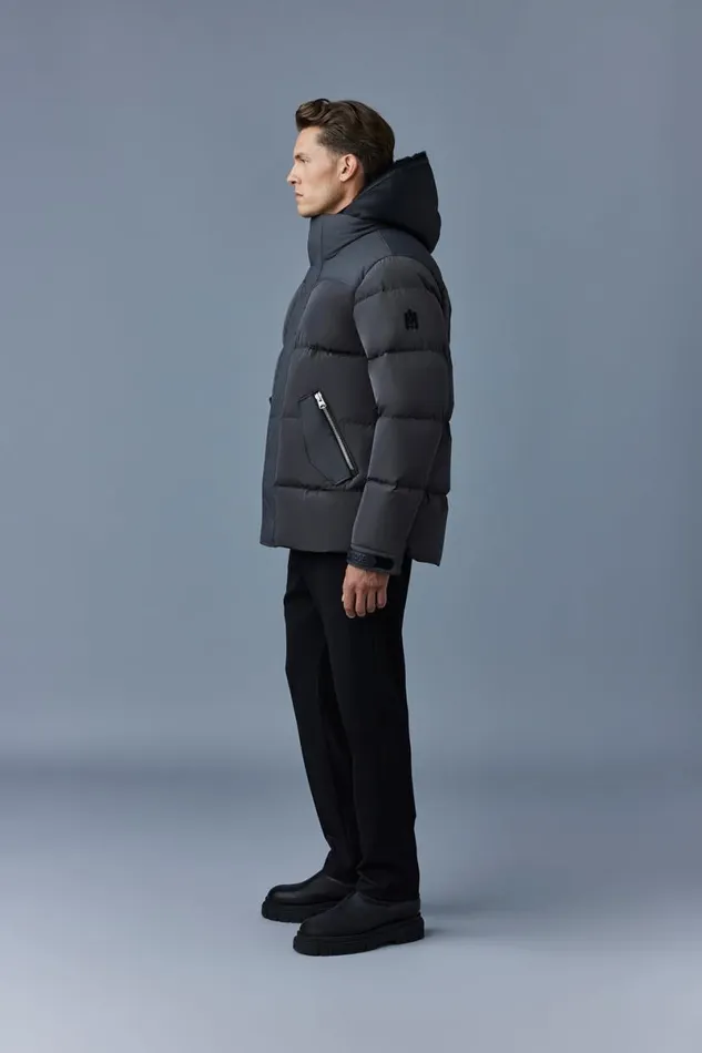 Shearling Jackets Men Mackage RILEY Classic Down Jacket With Removable Shearling Bib Black Shearling Jackets Men Mackage RILEY Classic Down Jacket With Removable Shearling Bib Black