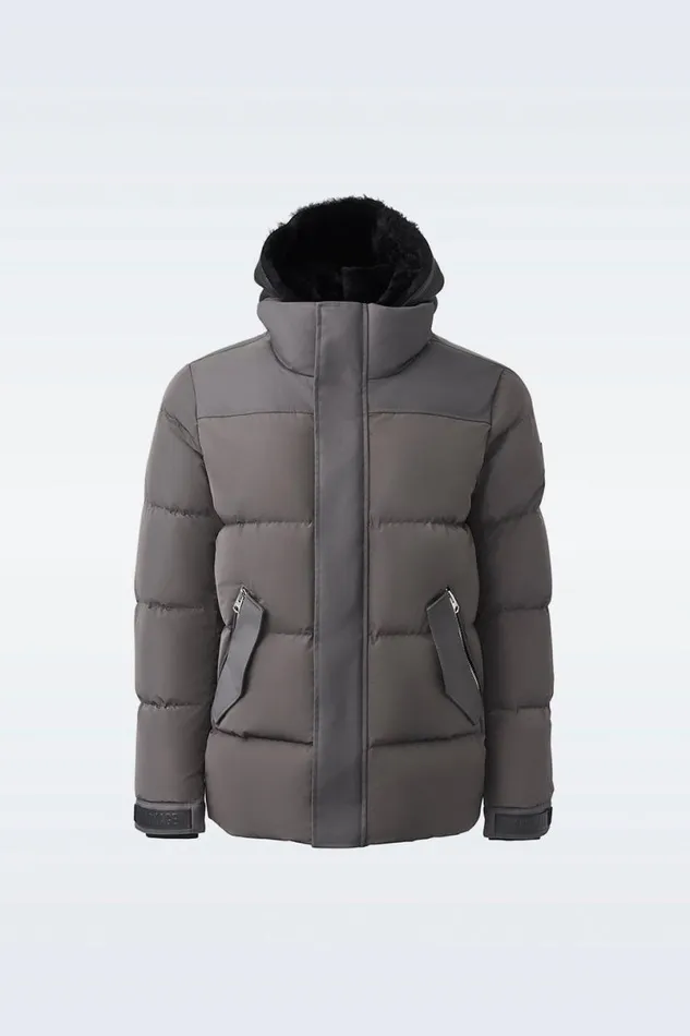 Shearling Jackets Men Mackage RILEY Classic Down Jacket With Removable Shearling Bib Black Shearling Jackets Men Mackage RILEY Classic Down Jacket With Removable Shearling Bib Black