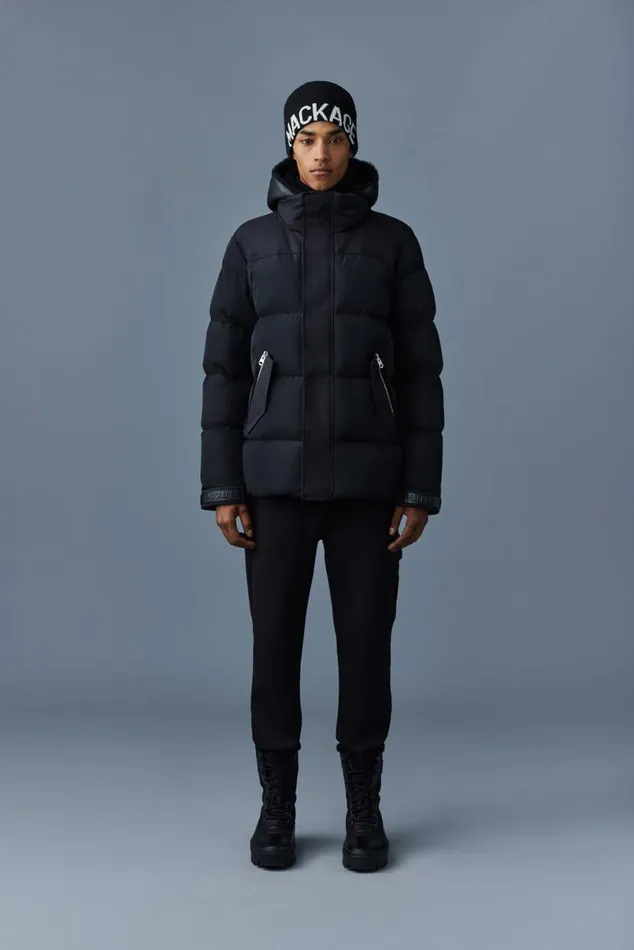 Shearling Jackets Men Mackage RILEY Classic Down Jacket With Removable Shearling Bib Black Shearling Jackets Men Mackage RILEY Classic Down Jacket With Removable Shearling Bib Black