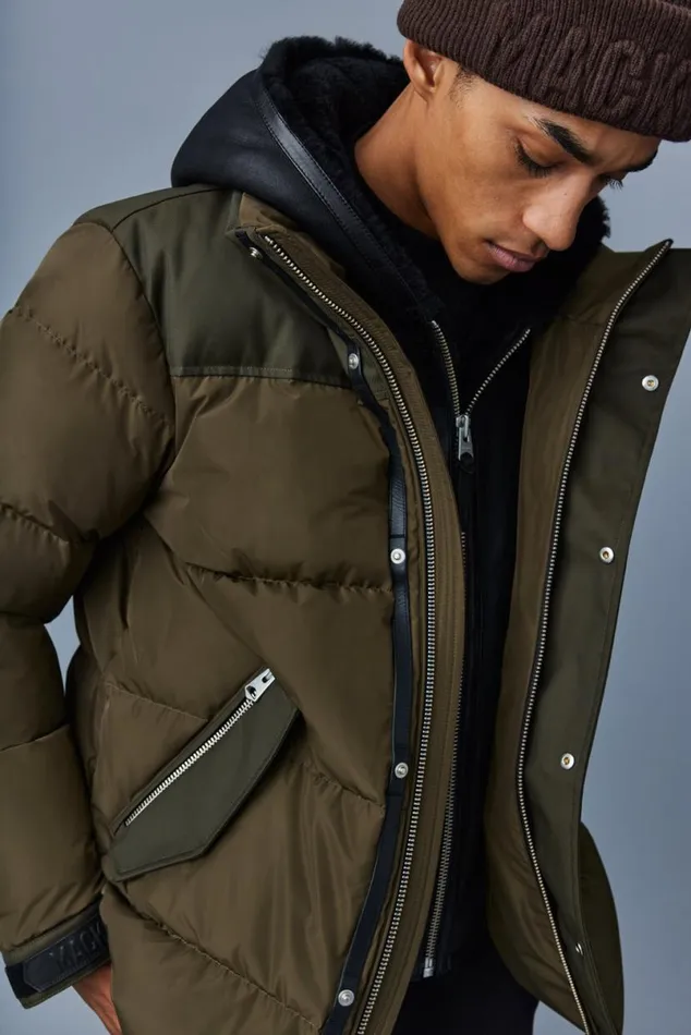 Shearling Jackets Men Mackage RILEY Classic Down Jacket With Removable Shearling Bib Black Shearling Jackets Men Mackage RILEY Classic Down Jacket With Removable Shearling Bib Black