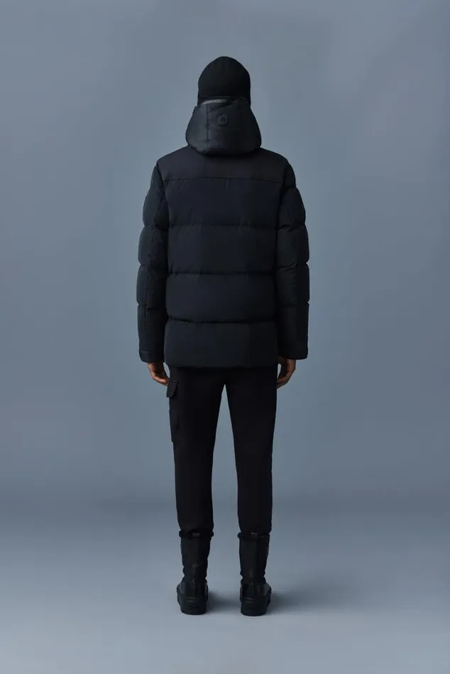 Shearling Jackets Men Mackage RILEY Classic Down Jacket With Removable Shearling Bib Black Shearling Jackets Men Mackage RILEY Classic Down Jacket With Removable Shearling Bib Black