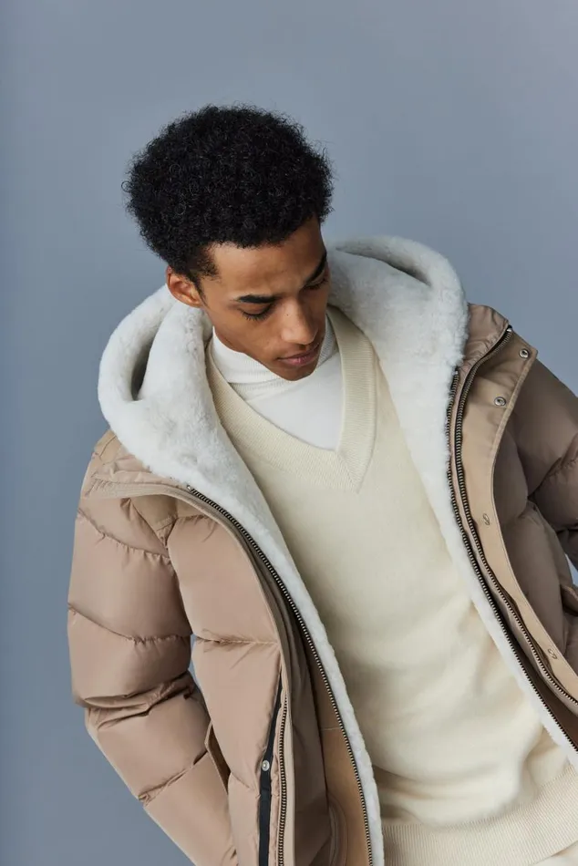 Shearling Jackets Men Mackage RILEY Classic Down Jacket With Removable Shearling Bib Black Shearling Jackets Men Mackage RILEY Classic Down Jacket With Removable Shearling Bib Black