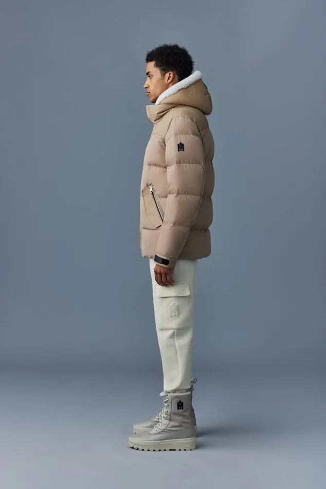 Shearling Jackets Men Mackage RILEY Classic Down Jacket With Removable Shearling Bib Black Shearling Jackets Men Mackage RILEY Classic Down Jacket With Removable Shearling Bib Black