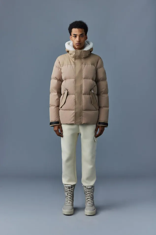 Shearling Jackets Men Mackage RILEY Classic Down Jacket With Removable Shearling Bib Black Shearling Jackets Men Mackage RILEY Classic Down Jacket With Removable Shearling Bib Black